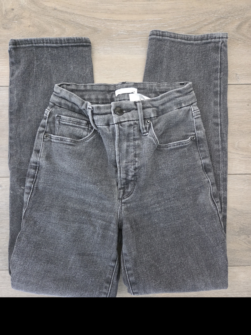 Good American GOOD LEGS STRAIGHT JEANS GS419TFT BLACK184 SZ 4/27